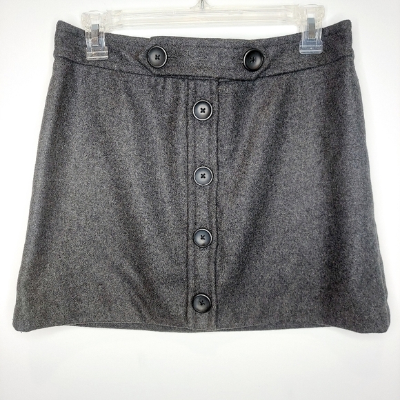 Gap Mini Skirt Dark Gray Wool Blend Button Up Fully Lined NWT Women's Size 4 - Picture 9 of 9